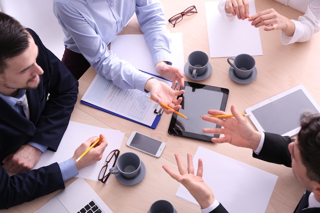 Job interview at table in modern office