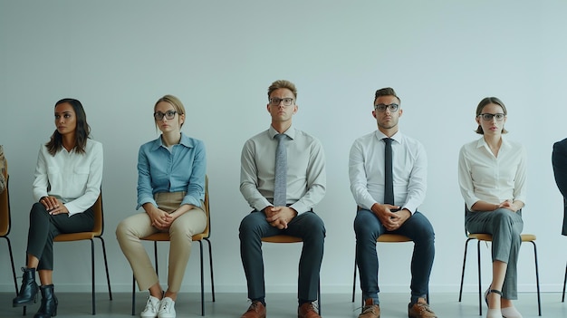 Photo job interview waiting room man candidates