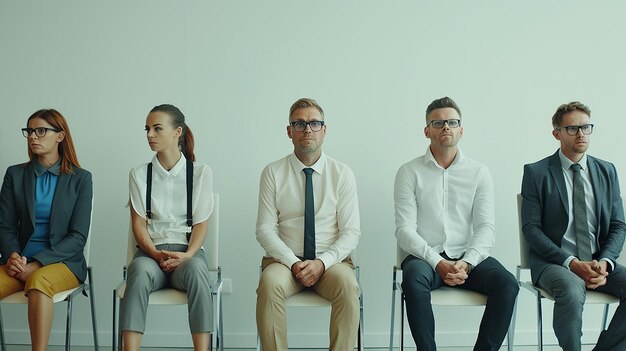 Photo job interview waiting room man candidates