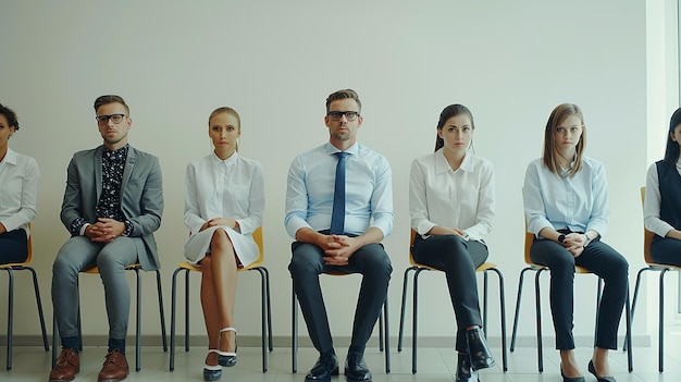 Photo job interview waiting room man candidates