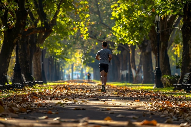 Jogger with mirrorless camera capturing dynamic nature scenes at dawn