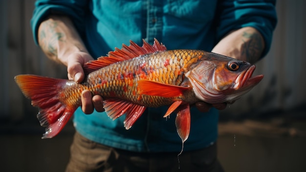 John Holding A Redskinned Fish A Prairiecore Inspired Portrait