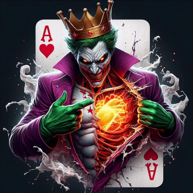 joker card in 3 dimensional view for t shirt design