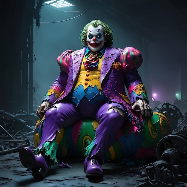 Joker Person sitting a chair in Corner of Room