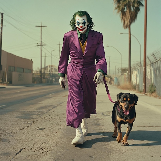 The Joker Takes a Stroll A Surreal Walk in PastelToned Los Angeles