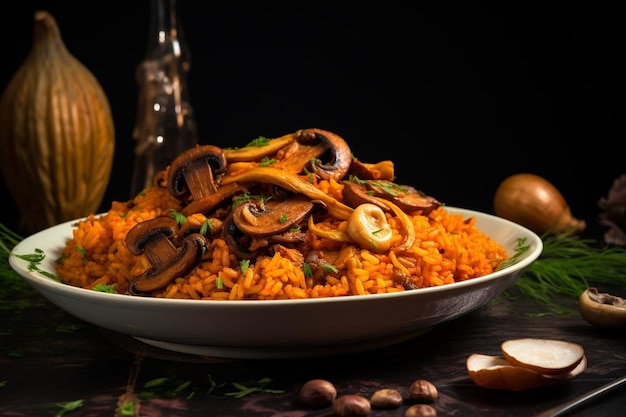 Jollof Rice with Savory Mushroom Ragout yummy delicious Jollof Rice food photography