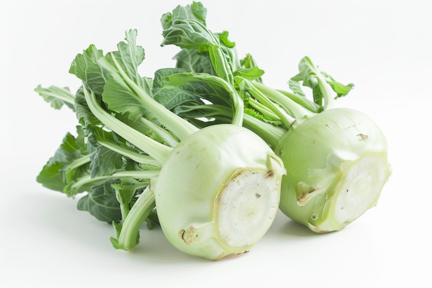 Jolly Kohlrabi Shines On White Background