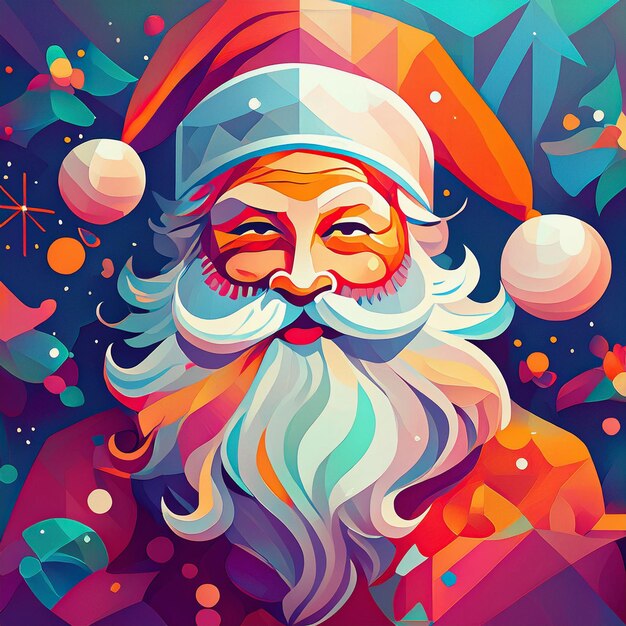 Jolly Santa Claus Bright and Colorful Christmas Illustration