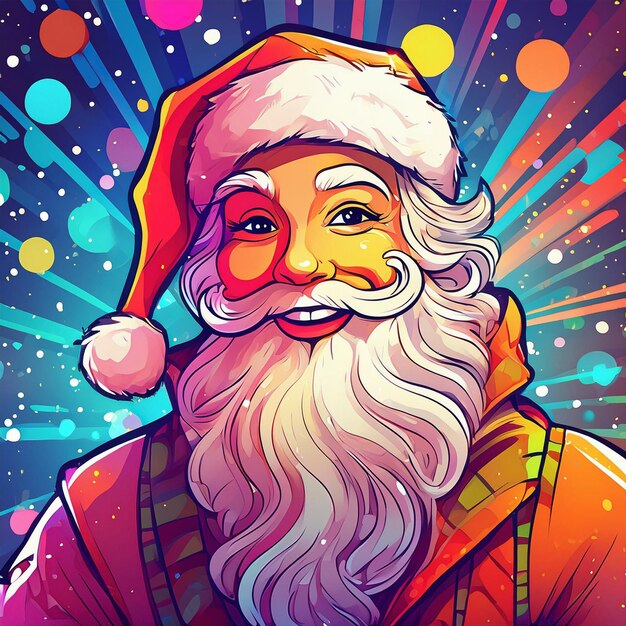 Jolly Santa Claus Bright and Colorful Christmas Illustration