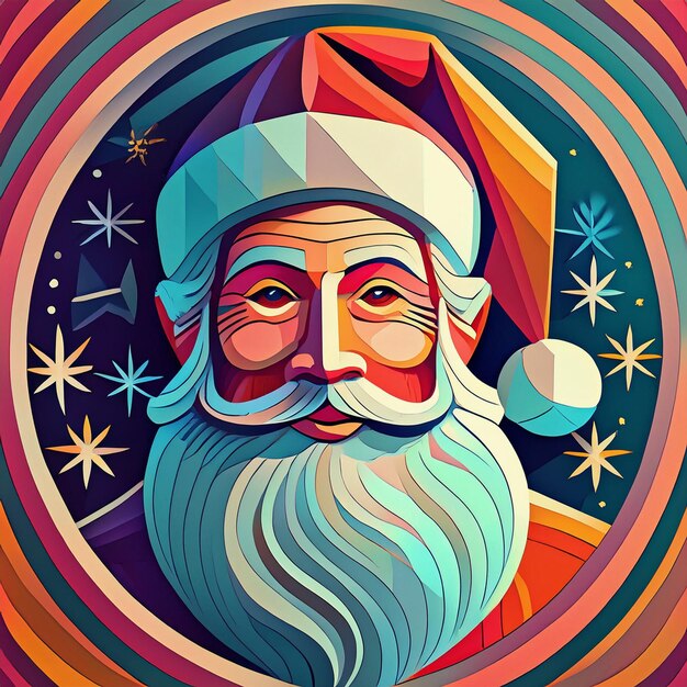 Jolly Santa Claus Bright and Colorful Christmas Illustration