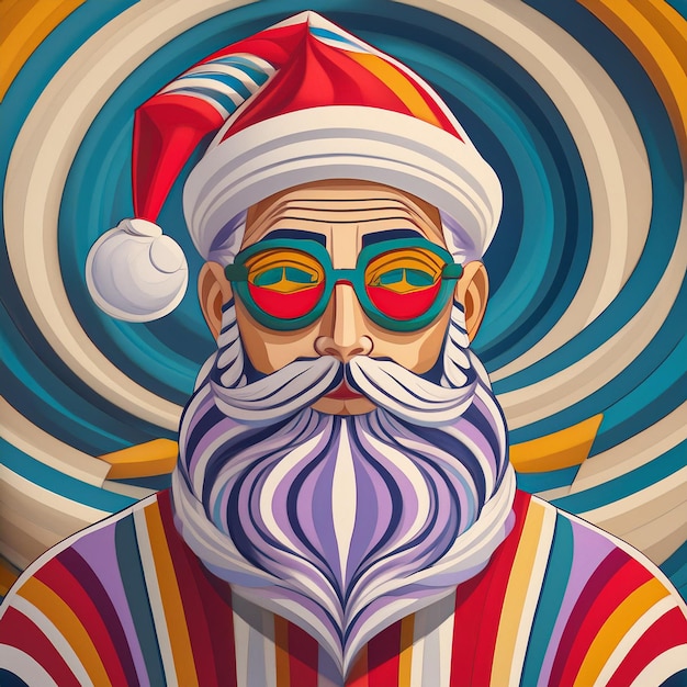 Jolly Santa Claus Bright and Colorful Christmas Illustration