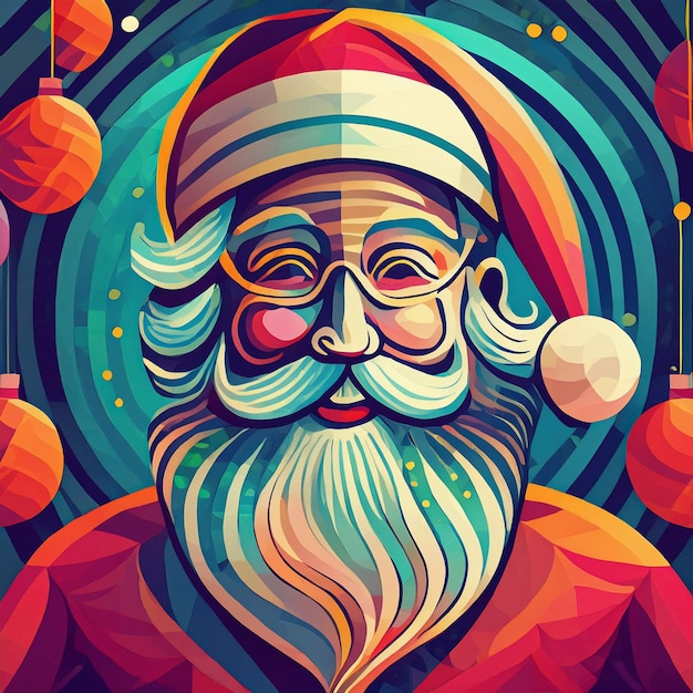 Jolly Santa Claus Bright and Colorful Christmas Illustration