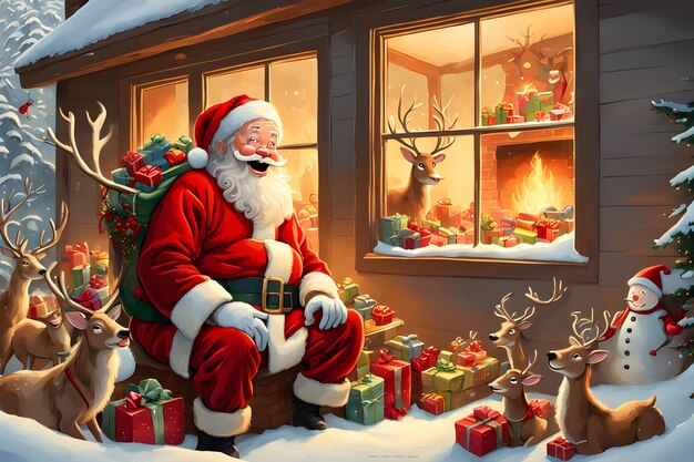 Jolly Santa Claus Christmas Illustration