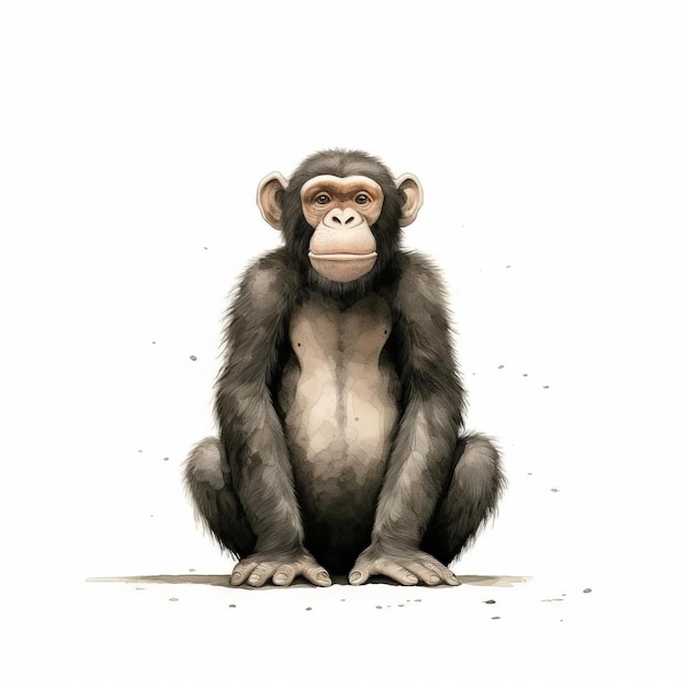 Jon Klassen39s Chimp Art A Fullbody Portrait On White Isolated Background