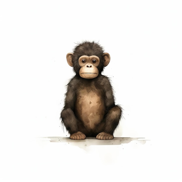 Jon Klassen39s Chimp Art A Fullbody Portrait On White Isolated Background