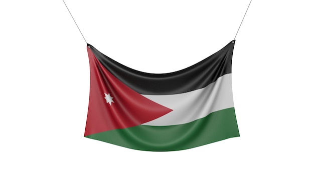 Jordan national flag hanging fabric banner d rendering