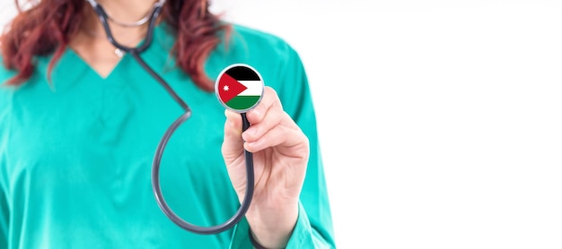 Jordan national healthcare system female doctor with stethoscope