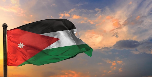 The jordan waving flag and sky background.