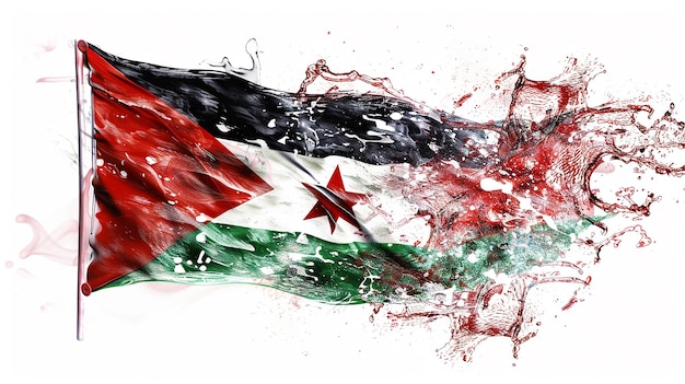 Photo jordanian flag and national day celebration flag color splash