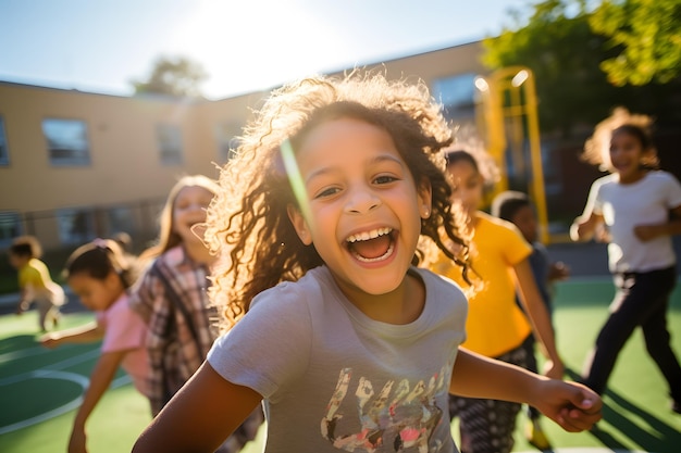 joy and excitement of students during outdoor recess students playing back to school