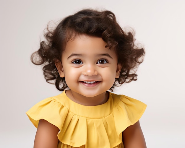 Joyful 18MonthOld Indian Baby Girl in LemonYellow Crop Top and Pink Skirt Beaming Beauty