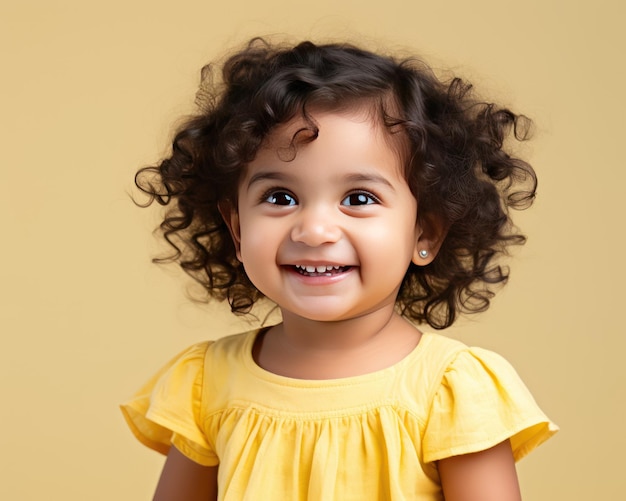 Joyful 18MonthOld Indian Baby Girl in LemonYellow Crop Top and Pink Skirt Beaming Beauty