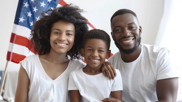 Photo a joyful american family at home