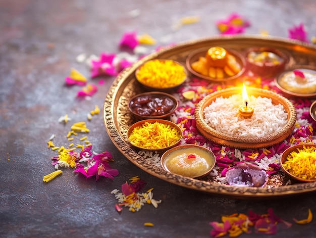 Joyful Bhai Dooj CelebrationFestive Thali Diya and Traditional Sweets