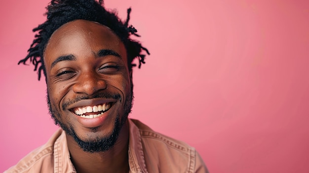 Photo joyful black man smiling for the camera