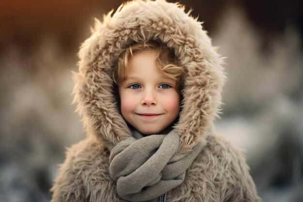 Joyful Boy Bundled Up in Winter Wear