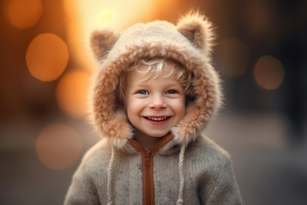 Joyful Boy in Warm Winter Attire