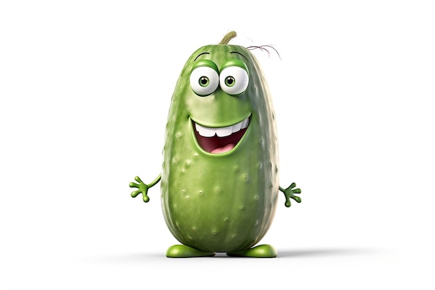 Joyful Cartoon Cucumber Transparent Background AI