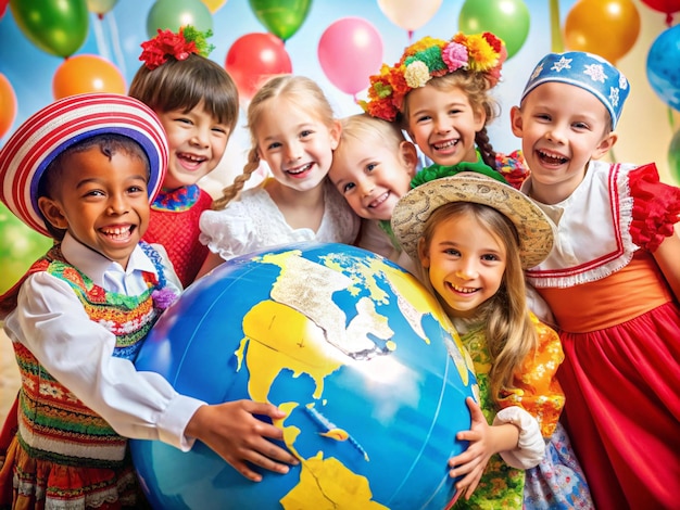 Photo joyful celebration and unity on world childrens day