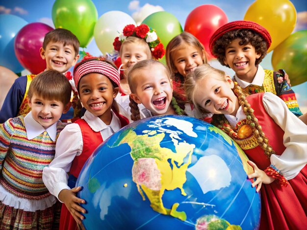 Photo joyful celebration and unity on world childrens day