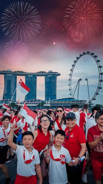 Photo joyful celebrations happy singapore national day