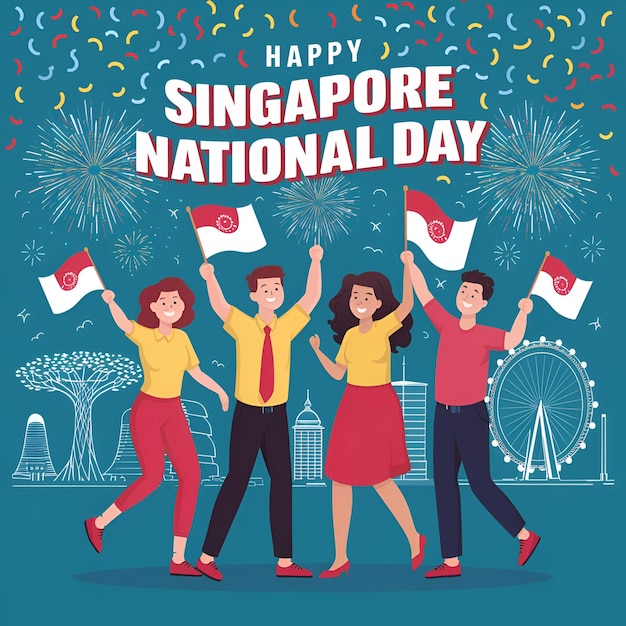 Photo joyful celebrations happy singapore national day