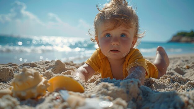 Joyful Child Playing in the Sand on a Sunny Day Fun and Adventure in the Outdoors