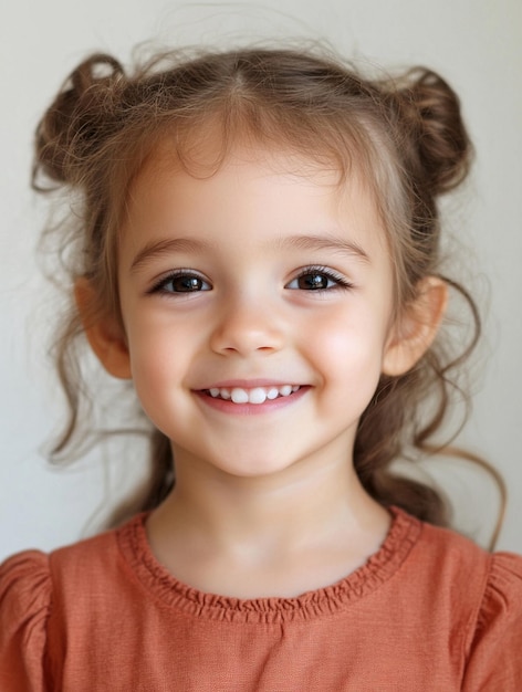 Photo joyful child portrait with natural smile happy kids photography