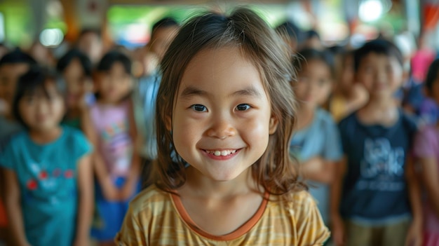 Joyful Children Learning Together at Elementary School