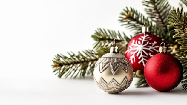 Joyful Christmas ornaments on a branch