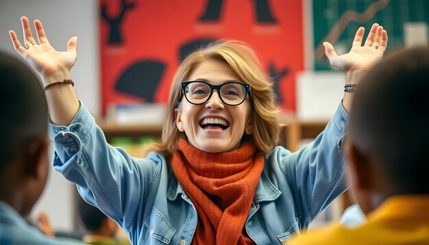 Photo joyful classroom engagement