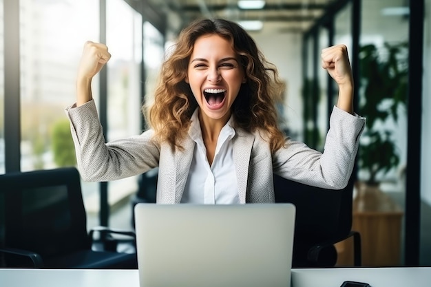 Joyful corporate women in office