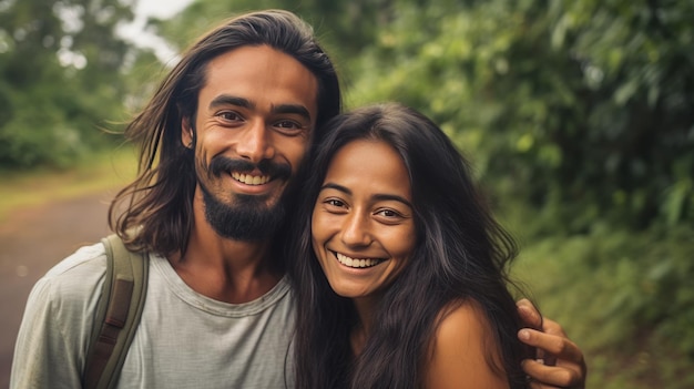 Joyful Couple Embracing with Scenic Background Sunlight