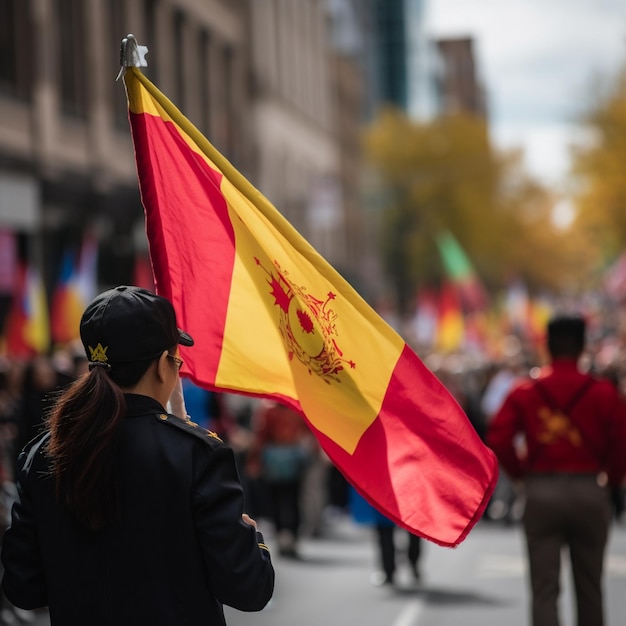 Joyful Cultural Celebrations A Flag in a Parade