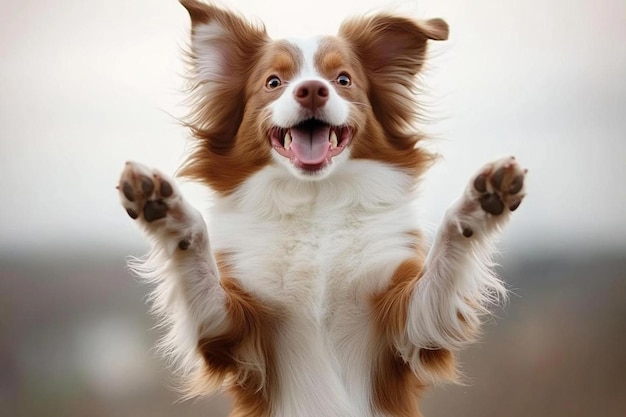 Photo joyful dog jumping in the air photo