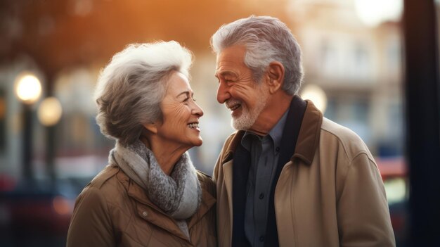 Joyful Elderly Couple Smiling Together