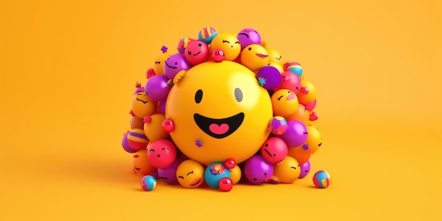 Joyful Emoji Background World Emoji Day and Happy Day Generative Ai