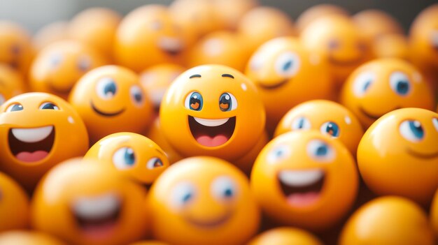 Photo joyful emoji collection celebrating world smile day with vibrant decorations