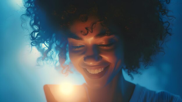 Photo joyful expression studio silhouette of a cheerful young woman smiling