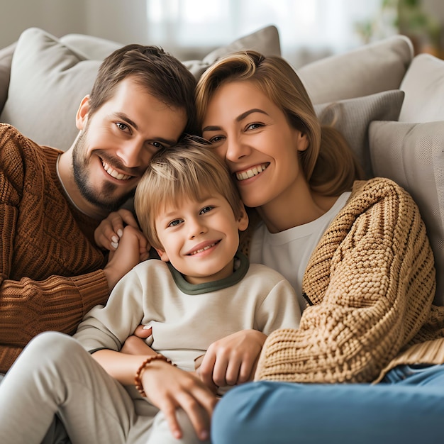 Photo joyful family bonding in a cozy living room